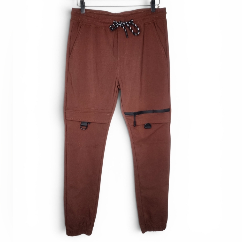 Utility Techwear Drawstring Brown Jogger Pants by RGSTR Size M